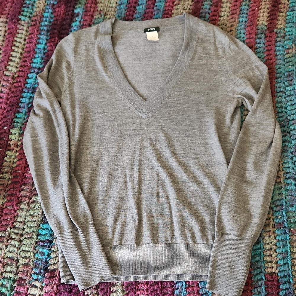 J. Crew Light Gray V-Neck Men's Sweater